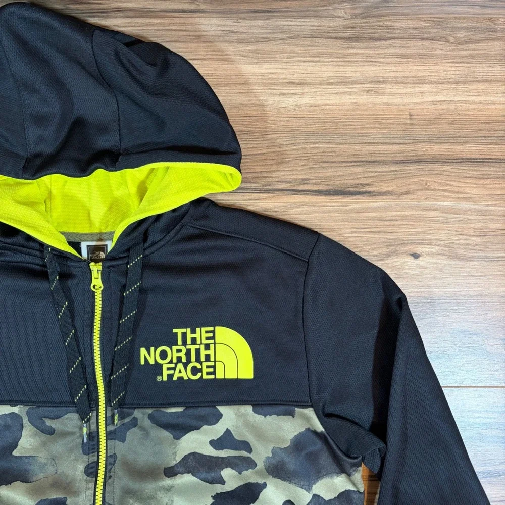 The North Face Mens Full Zip Hoodie Camo Black Yellow Logo Sweatshirt Size M - Picture 5 of 16
